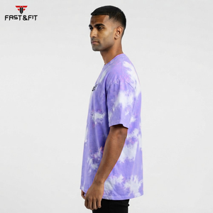 T-shirt décontracté streetwear pour homme, rose délavé, coupe oversize, 100 % coton épais, imprimé graphique Fast & Fit, haute qualité - Product Image 6