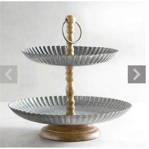 Vintage Farmhouse Zinc Metal <b>Cake</b> Stand Raised Dessert Plate Holder Heavy Duty Centerpiece Display <b>Tier</b> for Hotel Hospitality - Product Image 4