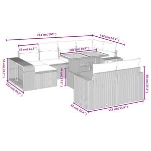 Conjunto de Sofá de Jardín con Reposabrazos Ajustables Grandes en Ratán Sintético Negro - Product Image 3