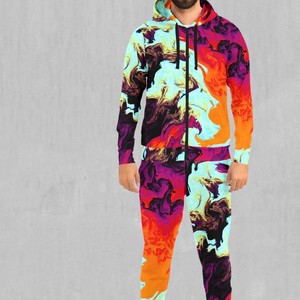 Conjunto Deportivo Unisex con Capucha, Manga Larga, Estampado, 100% Poliéster, Transpirable, Estilo Urbano, Corte Regular, Cierre de Cremallera, Casual de Primavera - Product Image 6