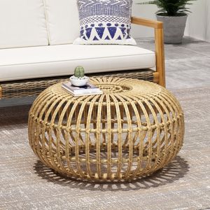 Tavolino d'Appoggio Ottawa in Finto Rattan Intrecciato, Artigianale, per Interni ed Esterni, Ideale per Soggiorno o Terrazza Coperta - Product Image 1