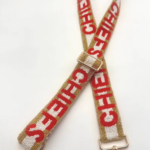 Chiefs Beaded Purse Strap Gold Stripe Adjustable <b>Bag</b> Strap Game Day Gift For Her <b>Camera</b> Strap - Product Image 1