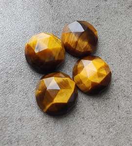 Piedra Preciosa Suelta de Ojo de Tigre Natural, Corte Redondo, Fondo Plano, Calibrada para Joyería - Product Image 1