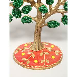 Árbol de la vida de latón pequeño de 6 pulgadas hecho a mano, artículo de decoración de mesa de trabajo con incrustaciones intrincadas - Product Image 2