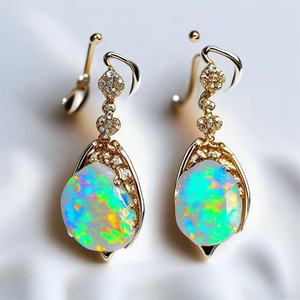 <b>Fashion</b> Luxury Stone Flower Large Long Earrings for Women Wedding Party Jewelry <b>Accessories</b> - Product Image 3