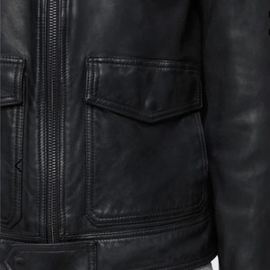 Men's Black Genuine Leather Bomber <b>Jacket</b> - Air Force <b>Pilot</b> Style - Product Image 3