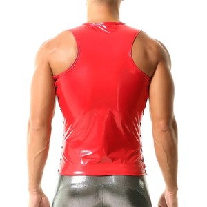 Débardeur sexy pour homme en cuir PVC brillant effet mouillé, avec découpes et bandages latéraux, pour soirée, boîte de nuit et danse - Product Image 5