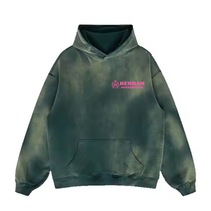 Sweat-shirt à capuche oversize pour homme de qualité supérieure, couleur unie, en molleton de coton French Terry, décontracté, pour l'automne, effet délavé à l'acide - Product Image 6