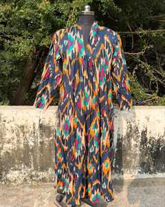 Women Bohemian Style Maxi Dress Cotton <b>Balloon</b> Sleeves Long Dress Ethnic Printed Casual Wear Wholesale - Product Image 4