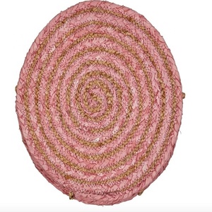 Ensemble de 15 sets de table ronds en jute et coton, cousus à la main, écologiques, avec motif de dessous de verre, pour la décoration de table - Product Image 1
