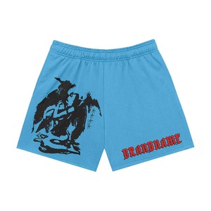 Shorts de sport pour homme ZAINI, 160 GSM, 100% coton premium, maille, vert néon, noir, rouge, panneau latéral, écologique, imperméable, respirant - Product Image 5
