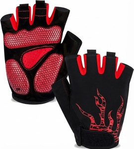 Orha International OI-CG-97 <b>Half</b> Finger Weight Lifting Gloves Blue Flame Design Non <b>Slip</b> Hook Loop Closure Unisex Outdoor - Product Image 3