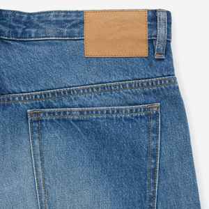 Shorts en jean décontractés d'été pour hommes, respirants, tissés, taille mi-haute, jambes larges, personnalisables en coton - Product Image 5