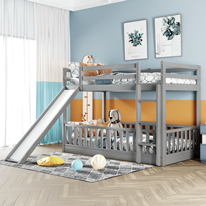 Letto a Castello Grigio con Scivolo e Scala per Bambini (Modello Vecchio) SKU LP000009AAE - Product Image 1