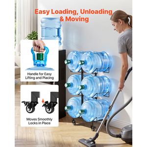 Support métallique robuste à 3 niveaux et double rangée pour 6 bouteilles de 3 à 5 gallons – Organisateur de bouteilles - Product Image 3