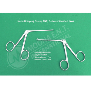 Pince de préhension nano ORL à mâchoires dentelées délicates 0,5 x 4 mm, longueur de travail 7 cm, certifiée CE, instrument chirurgical manuel - Product Image 3