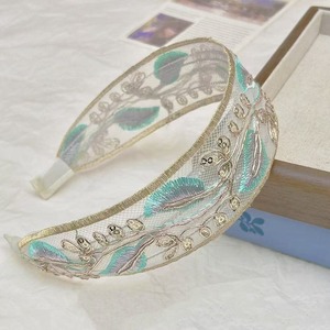 Nueva Diadema de Plumas con Diseño de Girasol y Flor de la Fortuna, Bordada, de Borde Ancho, de Lujo Ligero, con Dientes Internos Antideslizantes, Accesorios - Product Image 6