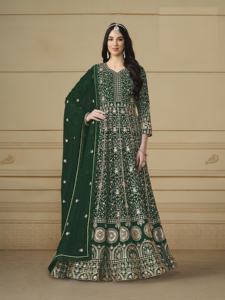 Robe Anarkali Salwar Kameez en faux georgette indienne et pakistanaise pour femmes, tenue de mariage, design ethnique moderne, broderie disponible - Product Image 5