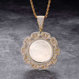 จี้เพชรแล็บทรงกลมดีไซน์พิเศษ ชุบทอง พร้อมกรอบรูปแบบกำหนดเอง สร้อยคอจี้เสน่ห์ - Product Image 3