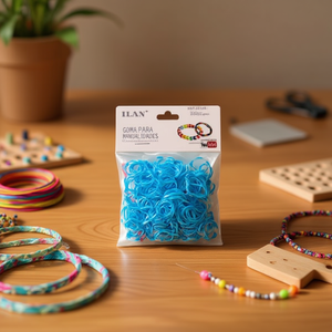 ILAN Goma Manualidades 300 pièces de bandes élastiques blanches et bleu clair pour l'artisanat - Product Image 2