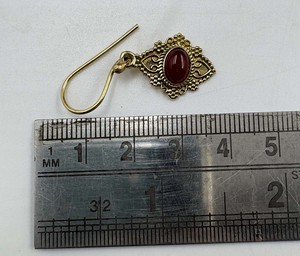 Boucles d'oreilles pendantes rondes en grenat plaqué or, faites à la main, avec pierres précieuses, vente en gros pour fêtes - Nouveauté très prisée - Product Image 3