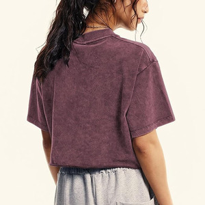 Custom Womens Acid Wash <b>Cropped</b> Oversized Tank <b>Tops</b> Anti-Shrink Silk Screen Printed Vintage Washed Cotton Gym Fitness Casual - Product Image 2