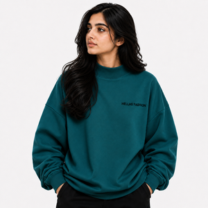 Sudadera Casual de Algodón con Cuello Alto para Mujer, Ligera, con Puños Acanalados, Hombros Caídos, Proveedor OEM ODM al por Mayor - Product Image 1