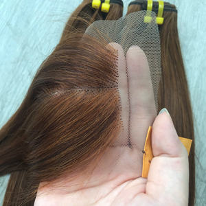 Precio de fábrica 100% Raw Virgin Vietnamita Trama humana Encaje Peluca Hueso Recto Color marrón Super Doble Extensiones de cabello - Product Image 3