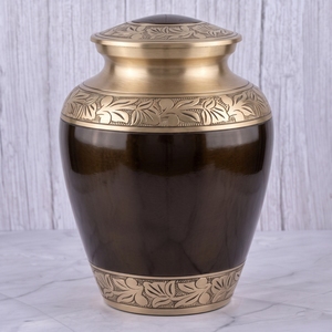 Urna Funeraria de Latón con Diseño Floral Verde y Dorado para Cenizas Humanas, para Entierro, Memorial Funerario y Exhibición en el Hogar para Adultos - Product Image 3