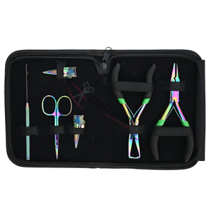 Kit Completo de Herramientas para Extensiones de Cabello Arcoíris, Alicates de Acero Inoxidable, Removedor de Microperlas, Alicates de Crimpado, Mini Tijeras en Estuche de Rexine - Product Image 6