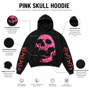 Sudadera con Capucha Oversize Unisex Negra Lavada Estilo Vintage con Gráfico de Calavera Estampado en Serigrafía, de Forro Polar Pesado de Algodón/Poliéster - Product Image 5