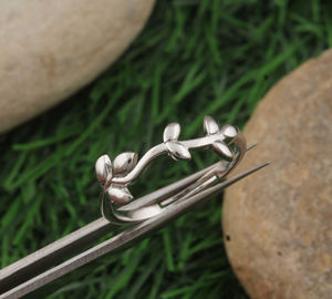 Bague en argent sterling 925 sertie de feuilles et de branches d'olivier pour femmes, minimaliste, réglable, bijoux fins, cadeau de fête et d'anniversaire - Product Image 1