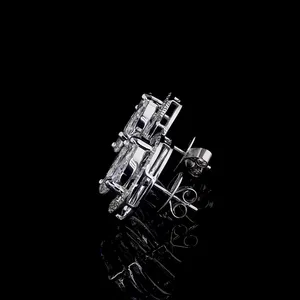 Pendientes de Diamante Cultivado en Laboratorio de 6.60ct, Corte Redondo Marquise, Halo de Ilusión, Oro Blanco de 14K, Cierre a Presión, Estilo Vintage, Certificado IGI - Product Image 3
