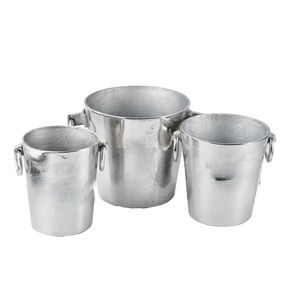 Seau à glace rond en métal finition argentée, design Mop, refroidisseur à vin pour la maison, l'hôtel, les bars, avec poignée - Product Image 6
