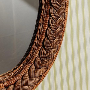 Decorative Oval Rattan Wall <b>Mirror</b> <b>Lightweight</b> Natural Frame Wall Decor Accent For Living Room Bedroom And Hallway Styling - Product Image 4