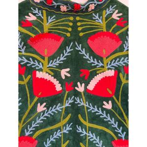 Indian Suzani Embroidery Breathable Knitted Cotton Button Women's Autumn Winter <b>Jacket</b> Regular Length Gift for Her - Product Image 4