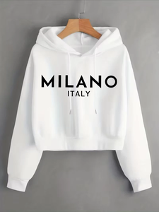 Sudadera Corta con Capucha Estilo Gótico Y2K, Otoño Invierno, Milán, Italia, Estilo Casual, 100% Algodón Felpa, para Hombre - Product Image 5