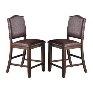 Design classico rustico Espresso con rifinitura in ecopelle seggioloni Set di 2 con cuscino in schiuma altezza per sala da pranzo - Product Image 1