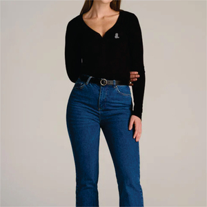 Camiseta Henley de Algodón Orgánico 100% Ecológico, Transpirable, Informal, de Verano, con Logotipo, para Mujer - Product Image 4