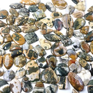 Piedra de cristal de jaspe Natural suave de alta calidad, forma de mezcla, cabujón de jaspe oceánico, piedra preciosa suelta de corte ovalado para la fabricación de joyas - Product Image 3