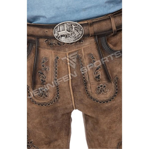 Auténticos pantalones cortos bávaros Lederhosen de cuero genuino de cabra para hombre, atuendo tradicional alemán premium para el Oktoberfest. - Product Image 2