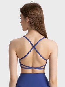 Women Backless Crossover Strap Workout <b>Crop</b> <b>Top</b> Soft Elasticity Dance Training Bralette Medium Support Athletic Activewear - Product Image 4