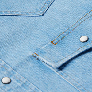 Chemise décontractée à col montant en denim fin 100 % coton de haute qualité, imprimée sur mesure, respirante, avec empiècements, pour homme, automne - Product Image 4