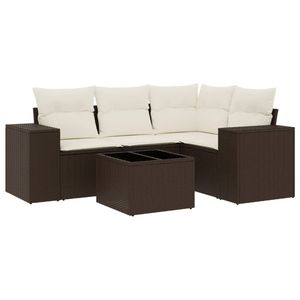 Ensemble de canapés de jardin en rotin PE marron de taille moyenne - Product Image 2