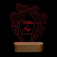 Lampe LED S3D Illusion Multicolore en Gros avec Design Cercle et Cœur de Ballon, Veilleuse en Acrylique Disponible à la Vente