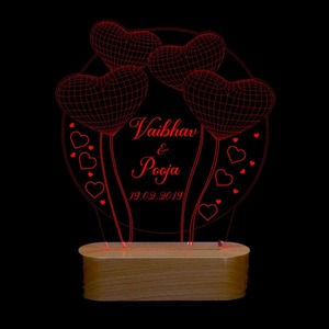 Wholesale Supply S3D Illusion Multi-Color LED Lamp with Circle and <b>Balloon</b> Heart Design Acrylic Night Light Available For Sale - Product Image 1