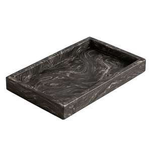 ถาดหินอ่อนสีดำพร้อมตัวหมุนถาดเสิร์ฟของตกแต่งหรูหราสำหรับขนมขบเคี้ยวหรือของตกแต่งห้องครัวในบ้านที่ทันสมัย - Product Image 1