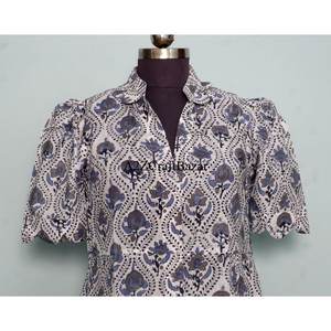 Robe midi indienne faite à la main 100 % coton, col en V, imprimé floral numérique, manches courtes, taille naturelle, coupe ample, décontractée, nettoyage à sec - Product Image 2