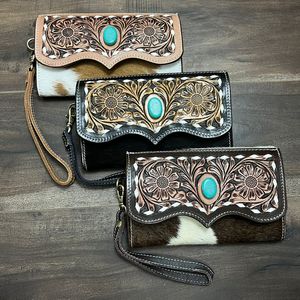 Cartera de Muñeca de Cuero Genuino Hecha a Mano para Mujer, Tarjetero y Portacelular, Bolso de Diseño Occidental, Clutch de Piel de Vaca - Product Image 4