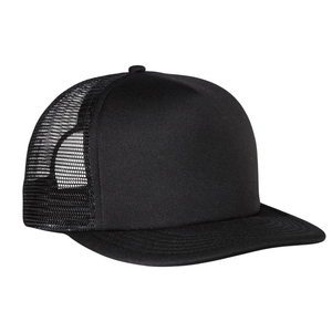 Gorra de béisbol trucker negra 100% algodón con malla, ajustable, snapback, visera plana, logo bordado, unisex, para deportes al aire libre - Product Image 1
